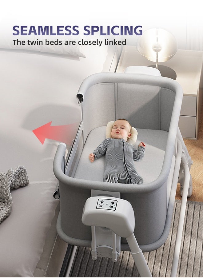 Baby Cot 5 In 1 Baby Basinets Bedside Sleeper with Wheels Electric Rocking Bassinet for Baby Newborn Automatic Bedside Bassinet with Remote Control with 4 Height Adjustable Cradle Bed - pzsku/Z917AA711DFF1DBD9C08FZ/45/_/1730966197/31408bec-3fd7-4fda-8574-f0254585a882