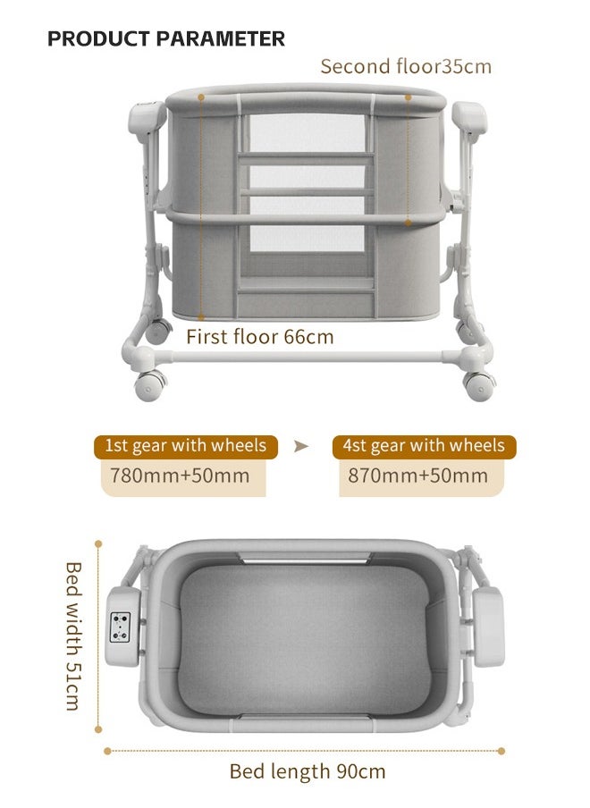 Baby Cot 5 In 1 Baby Basinets Bedside Sleeper with Wheels Electric Rocking Bassinet for Baby Newborn Automatic Bedside Bassinet with Remote Control with 4 Height Adjustable Cradle Bed - pzsku/Z917AA711DFF1DBD9C08FZ/45/_/1730966511/cc917ac3-0eff-4a2f-8fd9-3d535e670359