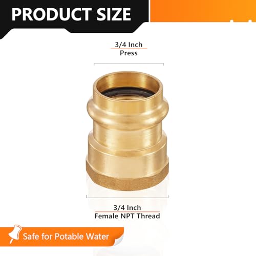HeSun 10Pack HeSun Copper Press Fitting Adapter34 Press X 34 Female NPT Adapter LF BrassPEX1807356 - Image 3
