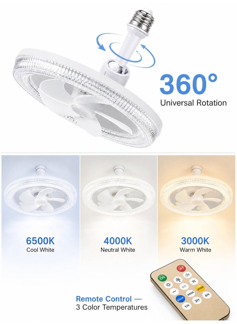 Ceiling fan light, bedroom hallway ceiling fan light, simple integrated E27 rotating fan light with remote control, ceiling light - Image 2