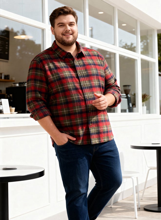 trendyol Regular Fit Lumberjack Flannel Men's Plus Size Shirt - Image 1