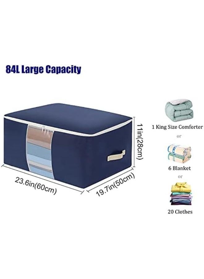 Generic - Oxford Fabric Clothes Storage Bag Large Capacity Organizer With Reinforced Handle Sturdy Zipper And Clear Window For Blankets, Bedding, Comforters, 3 Pack, 84L, Blue, Homman - Image 1