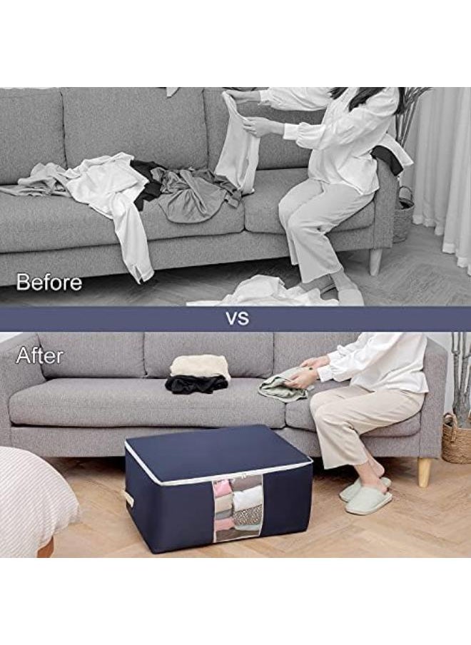 Generic - Oxford Fabric Clothes Storage Bag Large Capacity Organizer With Reinforced Handle Sturdy Zipper And Clear Window For Blankets, Bedding, Comforters, 3 Pack, 84L, Blue, Homman - Image 1