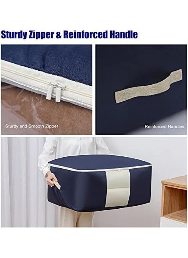 Generic - Oxford Fabric Clothes Storage Bag Large Capacity Organizer With Reinforced Handle Sturdy Zipper And Clear Window For Blankets, Bedding, Comforters, 3 Pack, 84L, Blue, Homman - Image 1