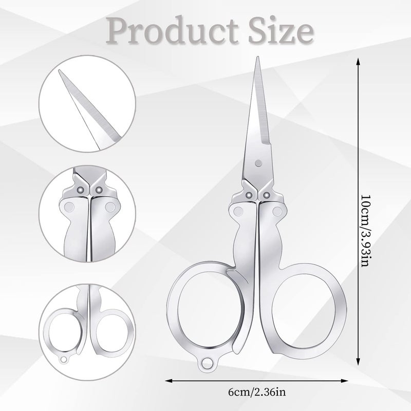 SUMAJU 8 Pcs Stainless Steel Small Folding Scissors, Pocket Portable Foldable Travel Scissors, Tiny Mini Craft Cutter for Home Travel, Silver - Image 3