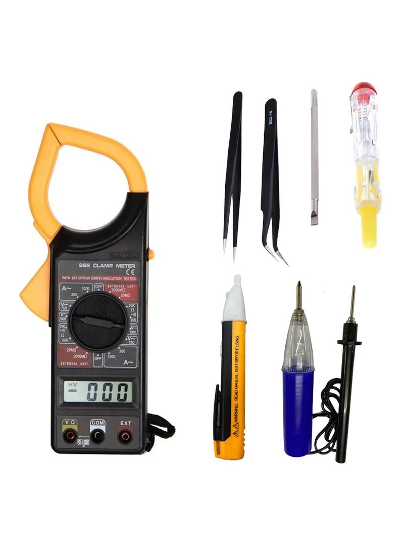 CRAFTS HAVELI CRAFTS HAVELI Combo of Digital Meter DT266 Anti Static Tweezer 2Pc 2in 1 Tester 2 Voltage Tester  - Image 1