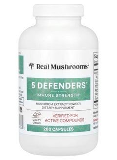 Real Mushrooms 5 Defenders® Mushroom Extract Powder 200 Capsules 