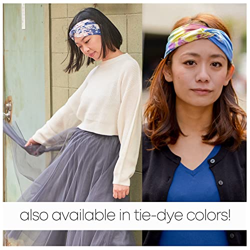 CHARM Womens Headband Wrap Bandana - Stretch Elastic Yoga Workout Running Head band White - Image 4