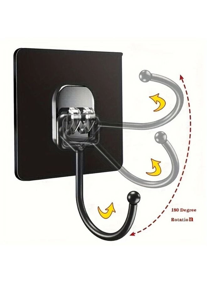 5pcs Heavy Duty Adhesive Wall Hooks No Drilling Stainless Steel Rotating Towel Hook - Image 3