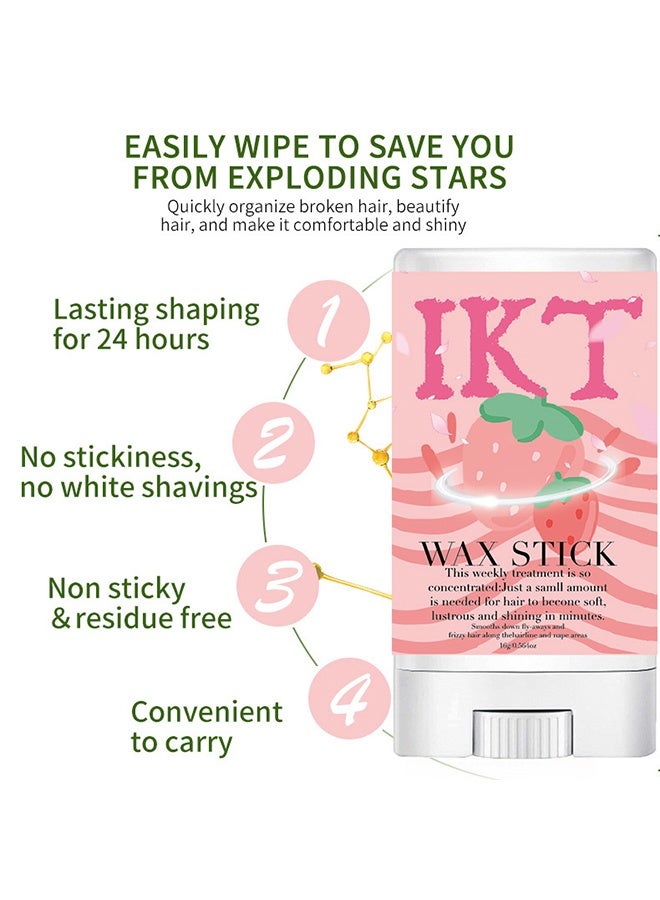 IKT Hair Wax Stick，Hair Finishing Stick Anti Frizz Hair Flyaway Wax Tamer Edge Brush Hair Flyaway Hair Stick Moisturizing And Shine Enhancing Mini Hair Finishing Gel 16g - Image 4