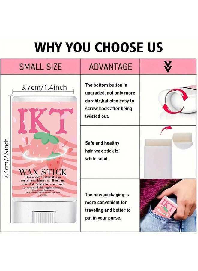 IKT Hair Wax Stick，Hair Finishing Stick Anti Frizz Hair Flyaway Wax Tamer Edge Brush Hair Flyaway Hair Stick Moisturizing And Shine Enhancing Mini Hair Finishing Gel 16g - Image 5