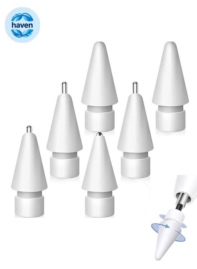 هافن 6 تلميحات استبدال حزمة لقلم أبل، حامل صامت مقاوم للارتداء القلم المضاد لانزلاقات الرأس، متوافق مع قلم أبل الجيل الثاني/الجيل الأول/USB-C/Pencil Pro تلميح - Image 1