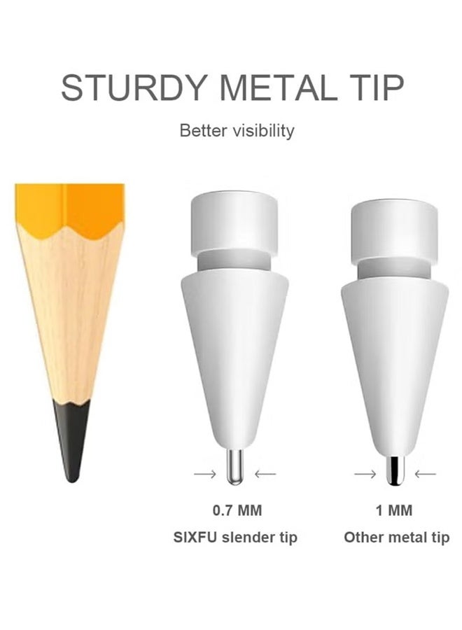 هافن 6 تلميحات استبدال حزمة لقلم أبل، حامل صامت مقاوم للارتداء القلم المضاد لانزلاقات الرأس، متوافق مع قلم أبل الجيل الثاني/الجيل الأول/USB-C/Pencil Pro تلميح - Image 4