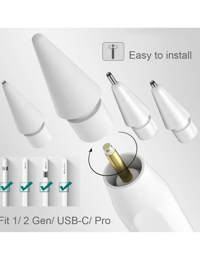 هافن 6 تلميحات استبدال حزمة لقلم أبل، حامل صامت مقاوم للارتداء القلم المضاد لانزلاقات الرأس، متوافق مع قلم أبل الجيل الثاني/الجيل الأول/USB-C/Pencil Pro تلميح - Image 2