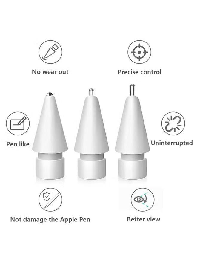 هافن 6 تلميحات استبدال حزمة لقلم أبل، حامل صامت مقاوم للارتداء القلم المضاد لانزلاقات الرأس، متوافق مع قلم أبل الجيل الثاني/الجيل الأول/USB-C/Pencil Pro تلميح - Image 3