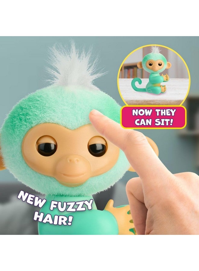 فينجر لينجز فينجرلينج 2023 قرد صغير تفاعلي جديد يتفاعل مع اللمس - أكثر من 70 صوتًا وردود فعل - آفا، أزرق مخضر - Image 5