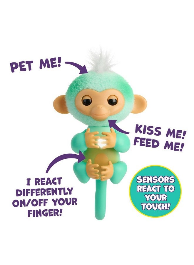 فينجر لينجز فينجرلينج 2023 قرد صغير تفاعلي جديد يتفاعل مع اللمس - أكثر من 70 صوتًا وردود فعل - آفا، أزرق مخضر - Image 4