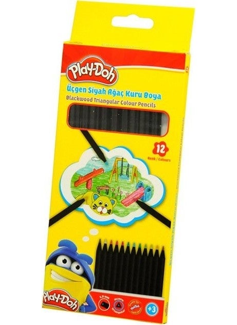Play-Doh Playdoh Play-Ku024 Dry Crayons 12 Colors Black Lata Triangle 
