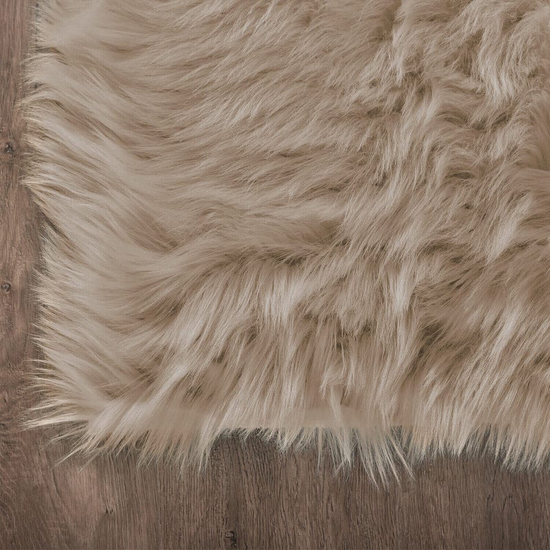 Latepis 2x3 Brown Beige Small Faux Fur Rug Fluffy Furry Rugs Throw Rug Washable Shag Plush Soft Rugs for Living Room Bedroom and Dorm - Image 5