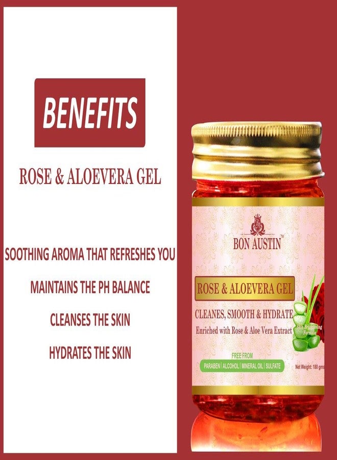 Bon Austin Premium Rose Aloe Vera Gel & Papaya Aloe vera Face Gel Combo Pack of 2 Jars of 180 gms(360 gms) - Image 3