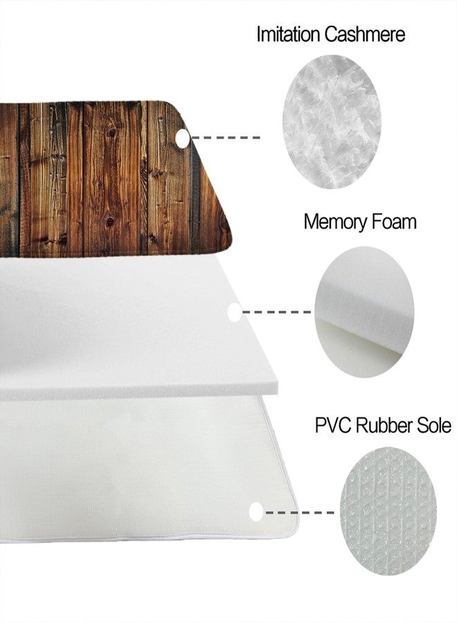 Final Friday Rustic Farmhouse Wooden Board Print Bathroom Rugs and Mats Sets 3 Piece, Wood Western Country Bath Mat 20 x 31 in, Coral Velvet Memory Foam U-Shaped Contour Shower Mat Non Slip Absorbent - Image 2