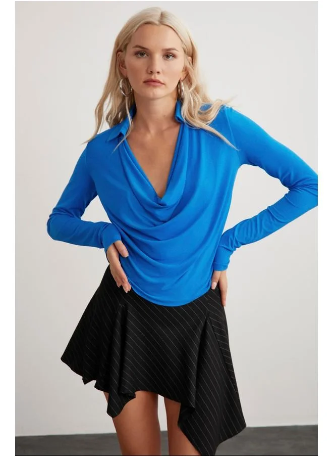 GRIMELANGE Grimelange Ambrosia Women's Striped Mini Black Skirt
