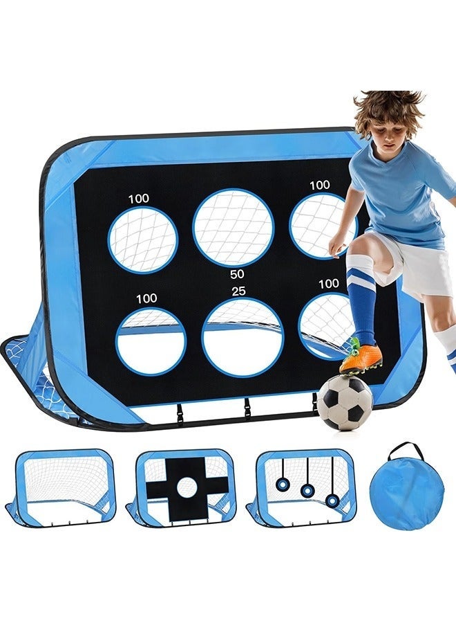 والالا مرمى كرة قدم، 4 أوضاع أهداف كرة قدم منبثقة للأطفال، شبكة مرمى كرة قدم قابلة للطي والحمل مع حقيبة حمل، معدات تدريب كرة القدم للاستخدام الداخلي والخارجي، هدايا كرة قدم للأولاد والبنات، أزرق - Image 1