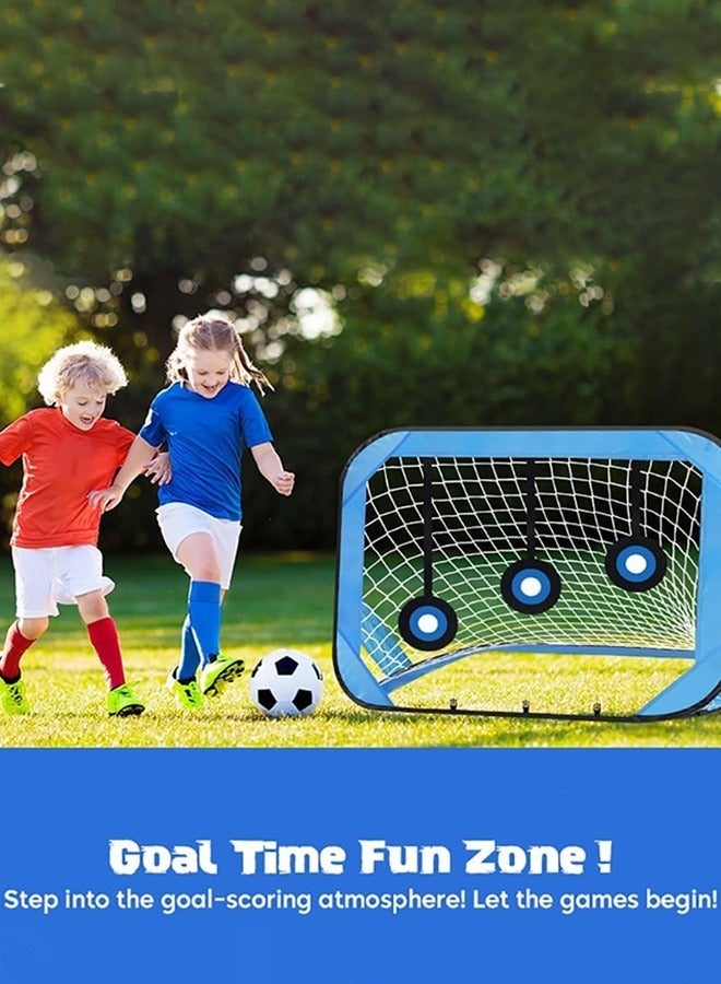 والالا مرمى كرة قدم، 4 أوضاع أهداف كرة قدم منبثقة للأطفال، شبكة مرمى كرة قدم قابلة للطي والحمل مع حقيبة حمل، معدات تدريب كرة القدم للاستخدام الداخلي والخارجي، هدايا كرة قدم للأولاد والبنات، أزرق - Image 5