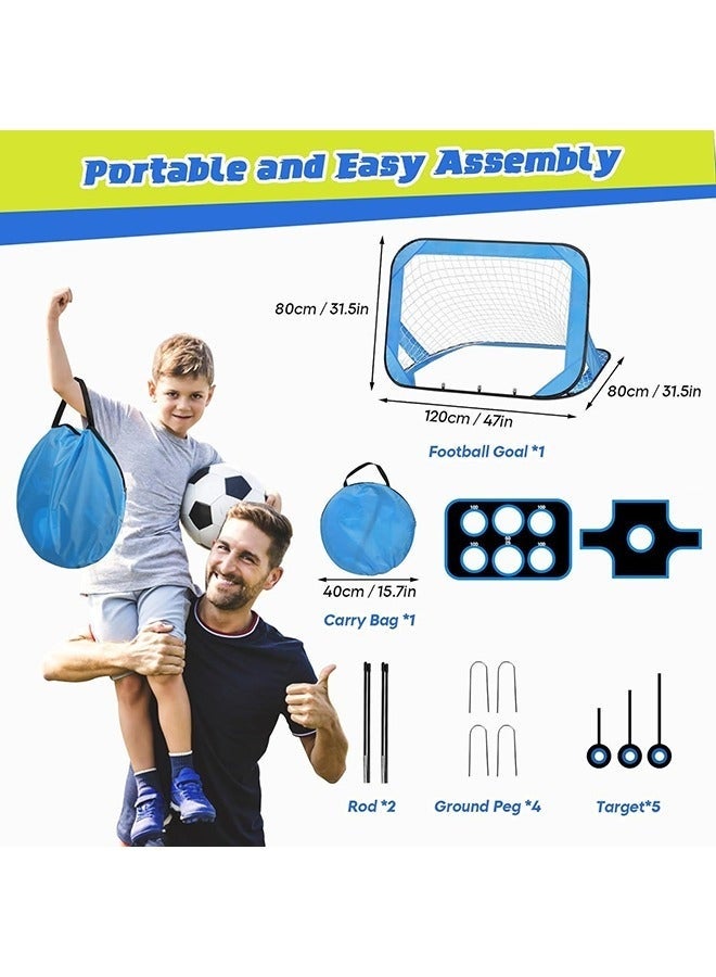 والالا مرمى كرة قدم، 4 أوضاع أهداف كرة قدم منبثقة للأطفال، شبكة مرمى كرة قدم قابلة للطي والحمل مع حقيبة حمل، معدات تدريب كرة القدم للاستخدام الداخلي والخارجي، هدايا كرة قدم للأولاد والبنات، أزرق - Image 4
