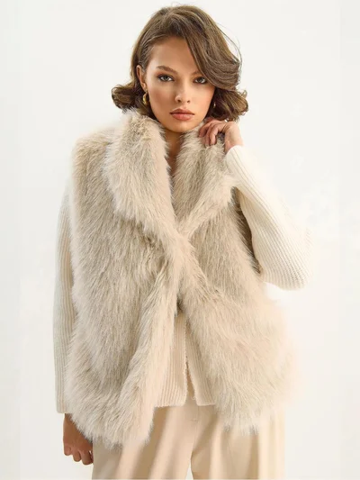 Bianco Lucci LUCCI Faux Fur Vest
