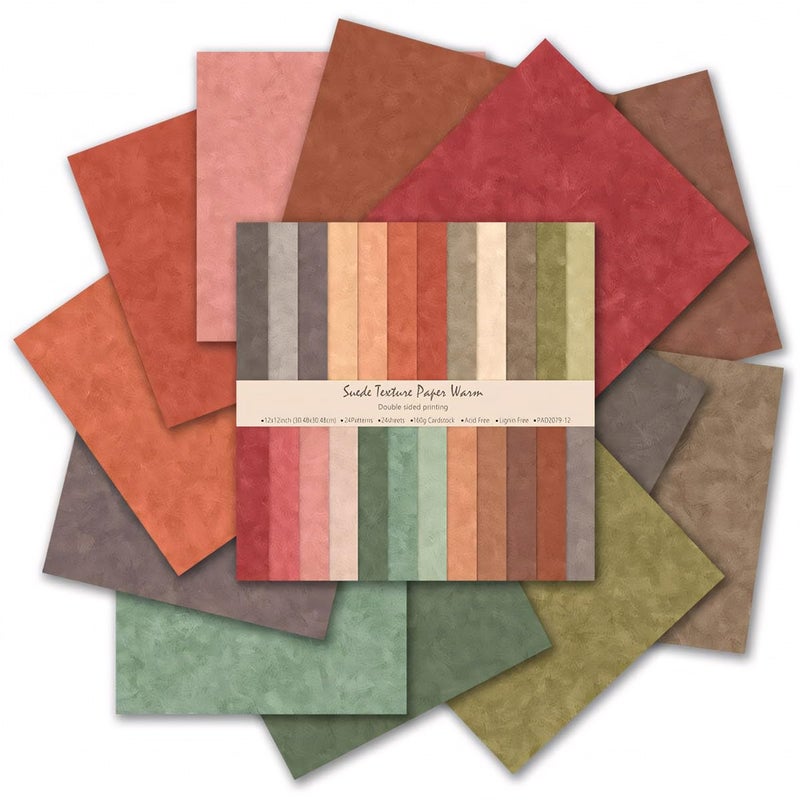 WLXTREE Double-Sided Scrapbook Paper Pad, 12X12 Textured Decorative Craft Paper for Scrapbooking Planner Bullet Junk Journal Supplies Mixed Media Collage Card Making,24 Designs 24 Sheets - Image 2