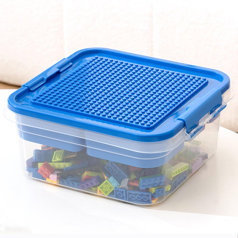 WMM Storage Organizer Bins for Lego, Building Blocks Storage with Building Baseplate Lid, Storage Containers for Building Brick Storage Plastic Stackable Organizer Bin - Image 1