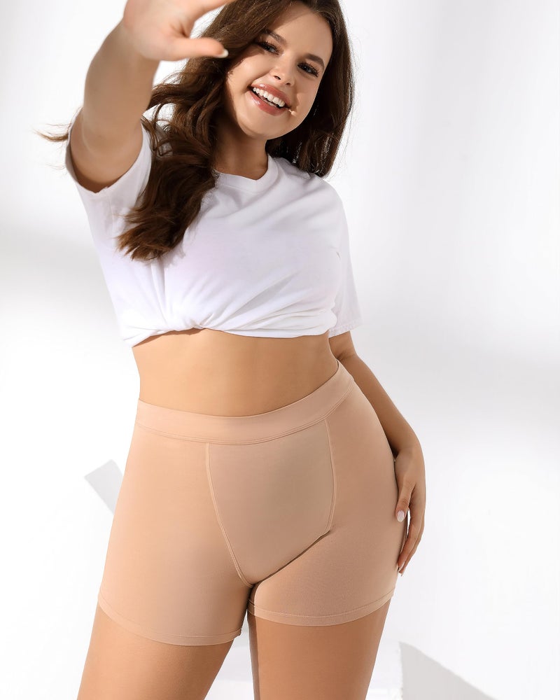 Goat Union 2" Period Underwear Boxer Briefs Boy-shorts, Organic Cotton Lining, Hi-Waisted & Heavy Flow, Blush, M - Image 2
