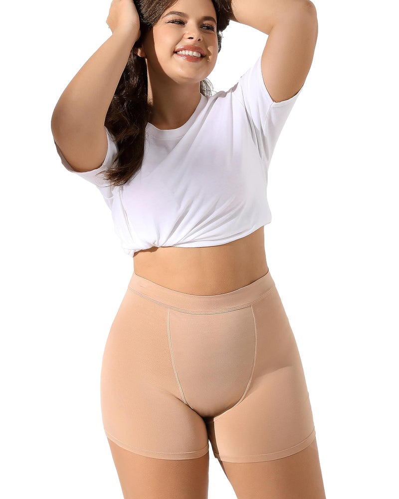 Goat Union 2" Period Underwear Boxer Briefs Boy-shorts, Organic Cotton Lining, Hi-Waisted & Heavy Flow, Blush, M - Image 1