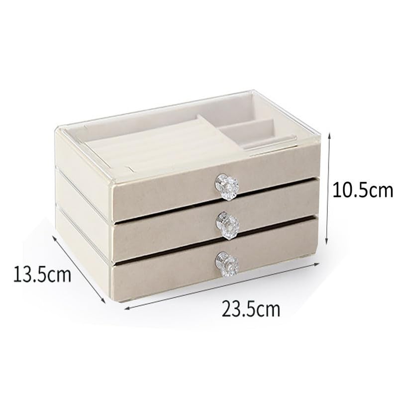 SIBY Acrylic Jewelry Organizer With Drawers | 3 Layer Earring Storage Box with 10 Compartment & 7 Ear Studs for Women | Transparent Display Storage Case for Earrings Necklace Ring Bracelet - Image 2