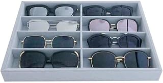 Svea Display Svea Display Large Grey Premium Quality Velvet Glasses Tray Display Storage with Rearrangeable Compartments Stackable  - Image 1