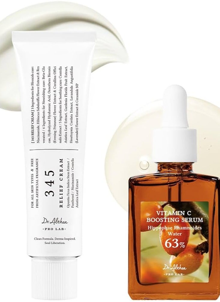 Dr.althea Dr.Althea Post Acne Care Set | 345 Relief Cream 50 ml & Vitamin C Boosting Serum 30 ml  - Image 1