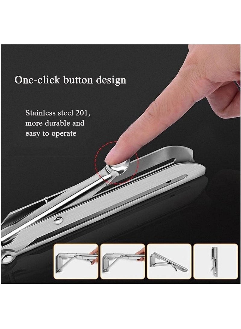 Rubik Folding Shelf Brackets 18inch - 2pcs Heavy Duty Stainless Steel Wall Mounted Triangle Brackets for Table Work Bench, Space Saving DIY Bracket - Image 4