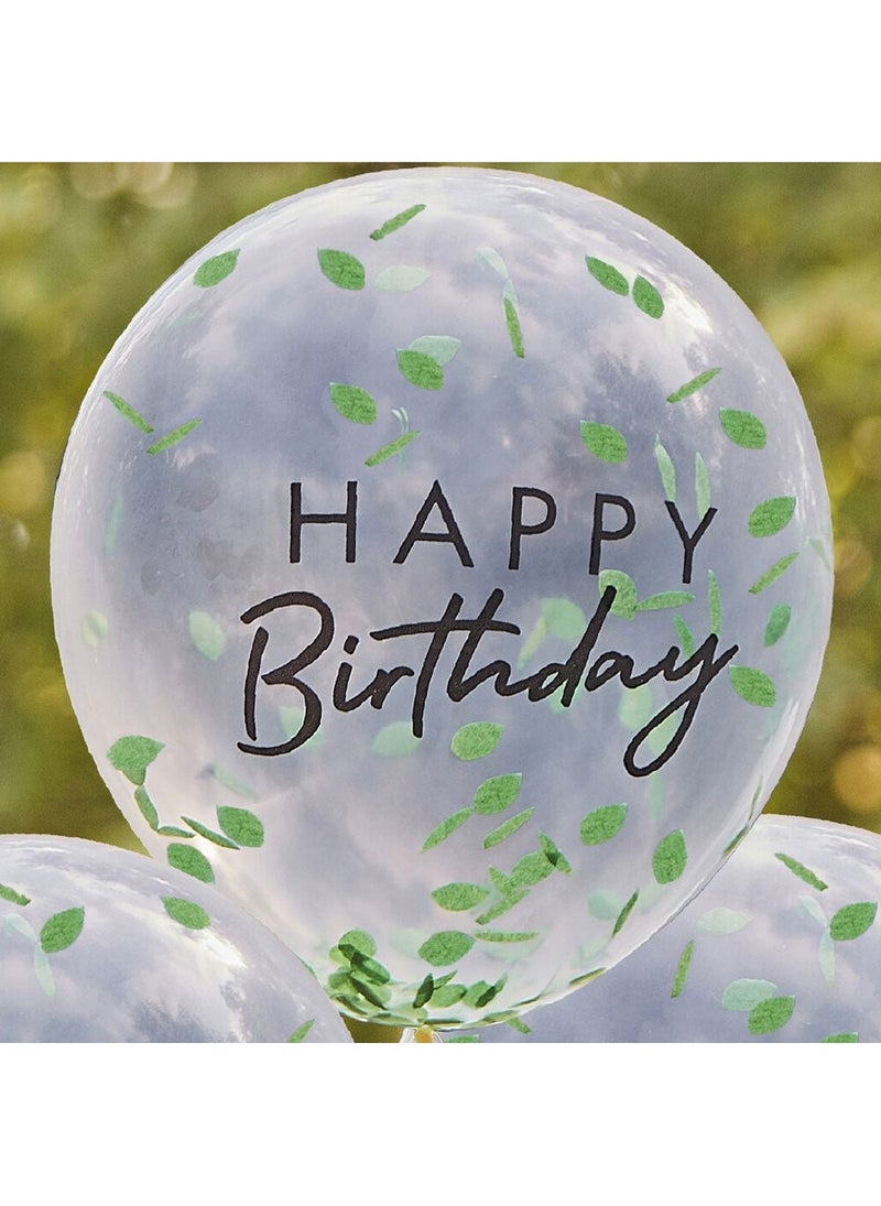 Ginger Ray Happy Birthday Green Confetti Balloons 30cm 5-Pack - Image 3