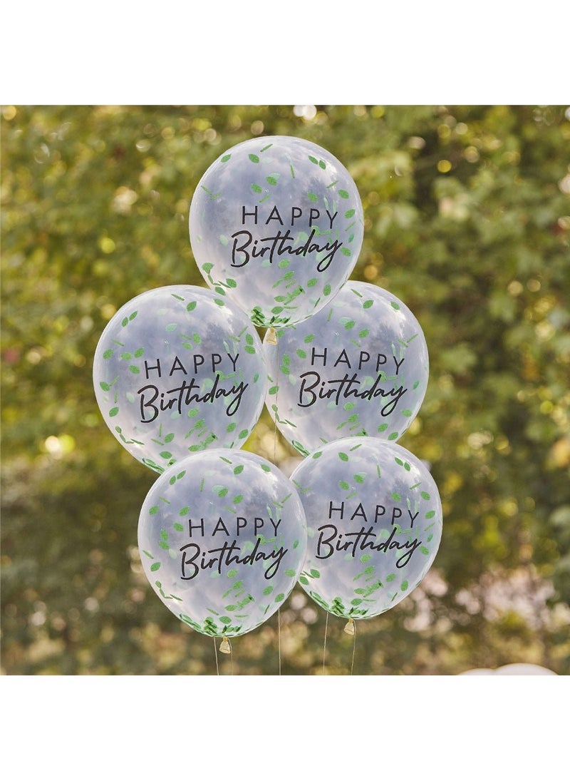 Ginger Ray Happy Birthday Green Confetti Balloons 30cm 5-Pack - Image 2