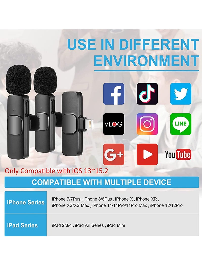 Wireless Lavalier Microphone for iPhone iPad, Plug-Play Wireless Mic for Recording, Live Stream, YouTube, TikTok, Facebook, Noise Reduction Auto-Sync - Image 2