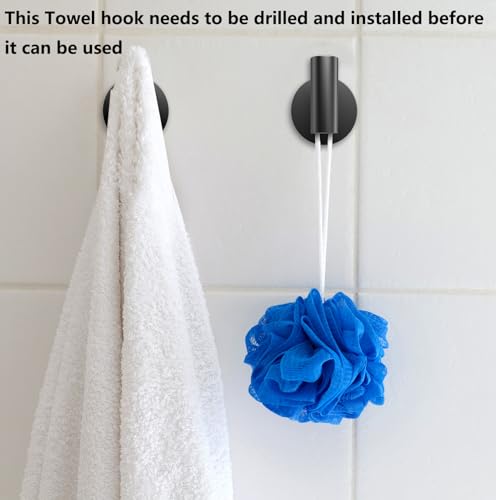 Homagic Towel Hooks Bathroom Coat Robe Wall Hook Heavy Duty Door Hanger Towel Robe Clothes Cabinet Closet Sponges Rack for Bathroom Bedroom Kitchen Hotel Pool 4 Packs Matte Black(Drilling Installation) - Image 4