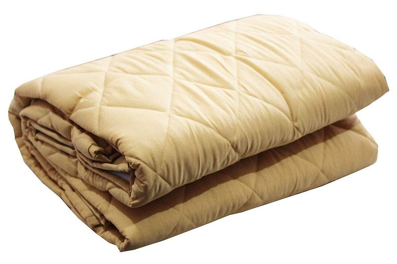 Homespun Quilted Triple Layered 100% Waterproof Single Bed Mattress Protector, Beige Color, 36x78 inches - Image 2