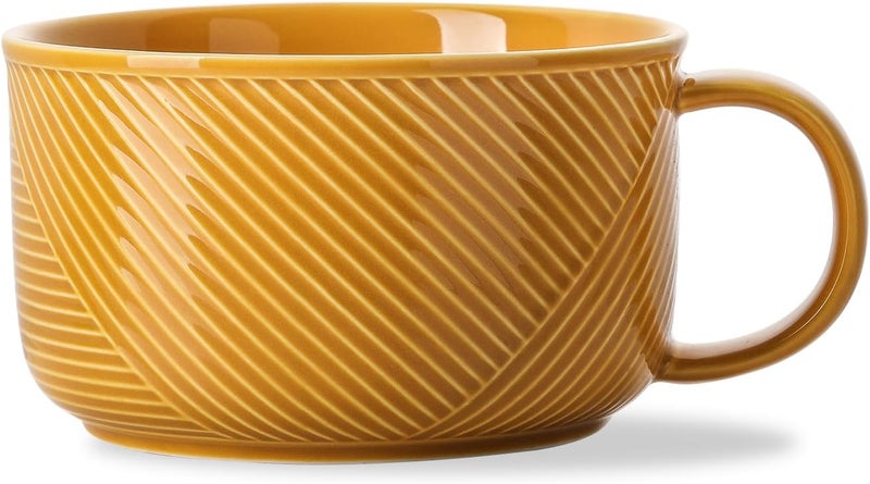Adewnest Ceramic Soup Bowl with Handle 38 oz Microwave Safe Extra Large Mug for Oatmeal Cereal Breakfast Meal Prep Work Lunch Dorm Living Single Serve Dinner  6 Inch Mustard Yellow - Image 1