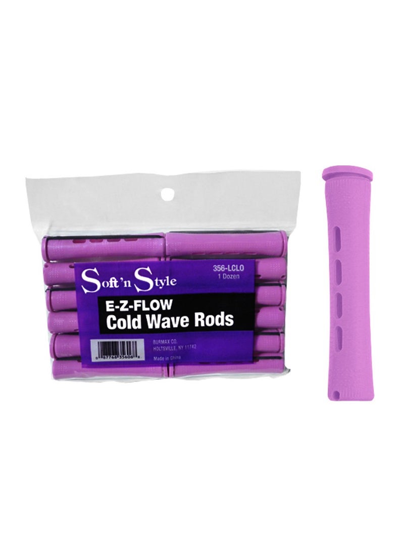 Burmax Soft N Style Salon Hair EZ Flow Cold Wave Rods 12 Long Lilac HC356LCLO 