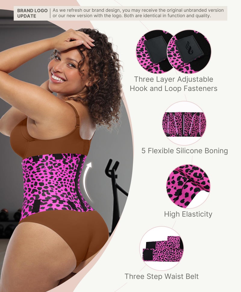 FeelinGirl Corset Perspiring Workout Waist Trainer Corset Trimmer Belt for Women Belly Band Body Shaper Rose Leopard M - Image 2