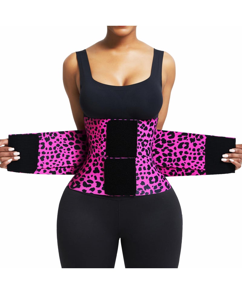 FeelinGirl Corset Perspiring Workout Waist Trainer Corset Trimmer Belt for Women Belly Band Body Shaper Rose Leopard M - Image 1
