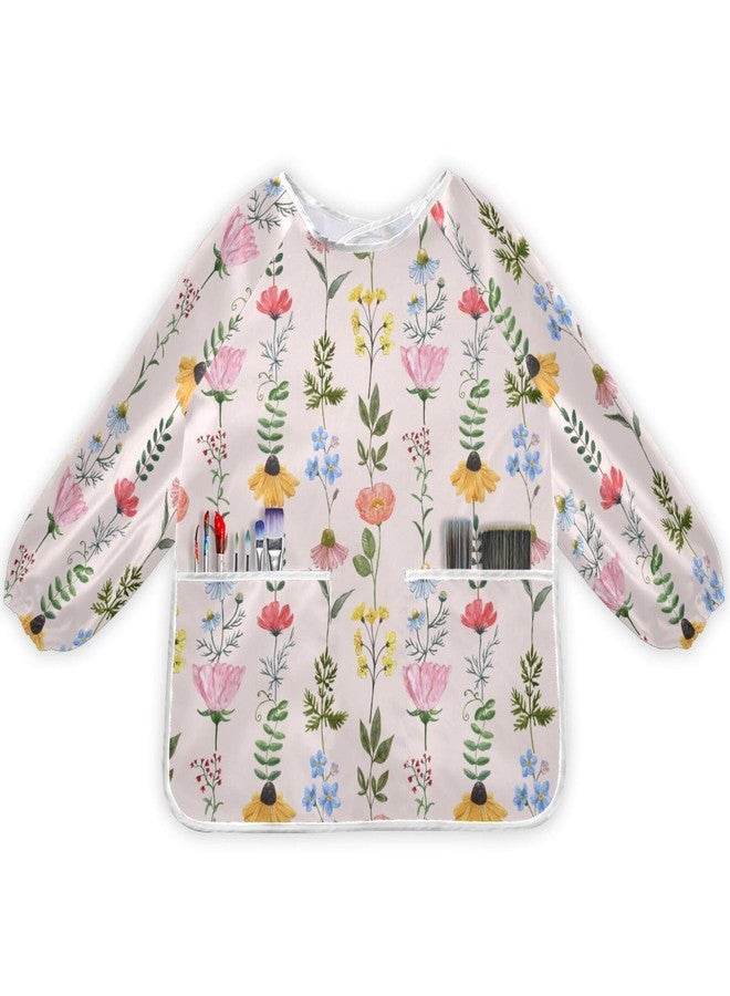 Kigai Wildflowers Kids Art Smock Waterproof Artist Painting Aprons Long Sleeve with Pockets for Girls Boys Cooking Baking - Image 1