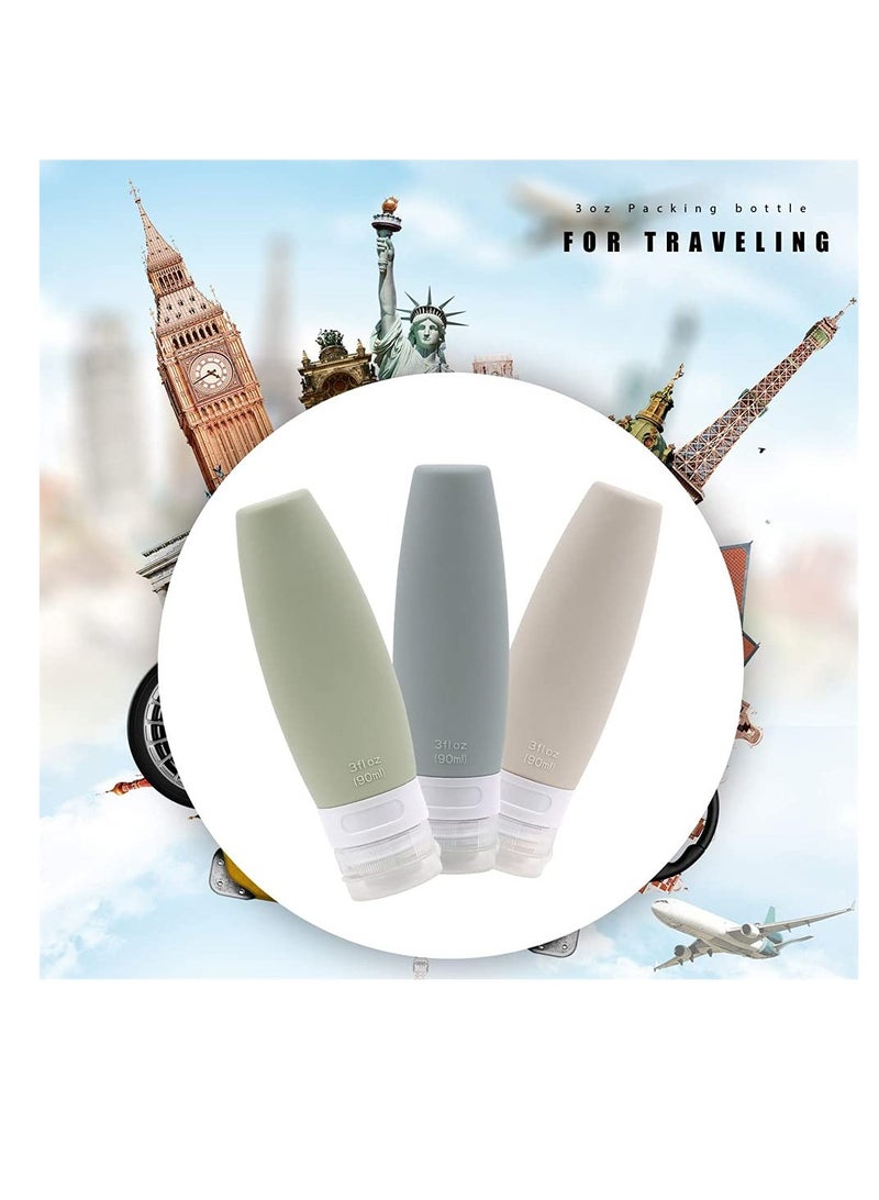 SYOSI Silicone Travel Bottles Set, Leak Proof Travel Size Container for Toiletries, Set with TSA Approved EVA Bag, BPA Free Refillable 3 oz Container, Perfect for Personal Travel (Set of 4) - Image 2