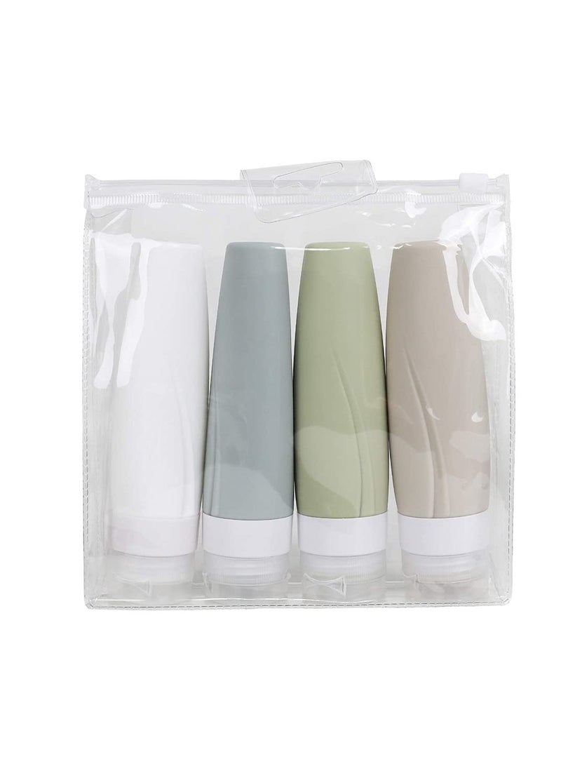 SYOSI Silicone Travel Bottles Set, Leak Proof Travel Size Container for Toiletries, Set with TSA Approved EVA Bag, BPA Free Refillable 3 oz Container, Perfect for Personal Travel (Set of 4) - Image 1